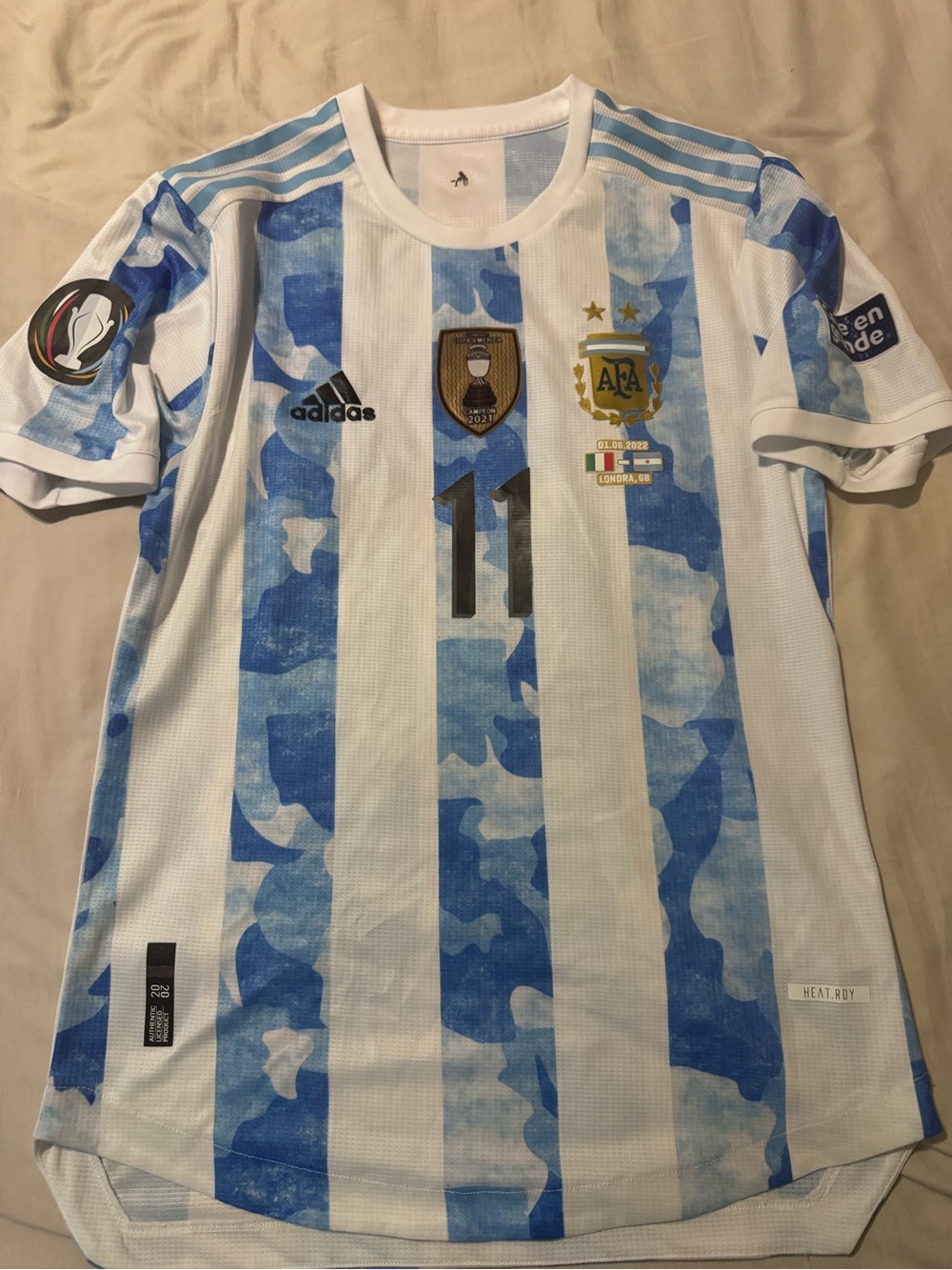 adidas Argentina Di Maria Soccer Jersey - White & Light Blue size M